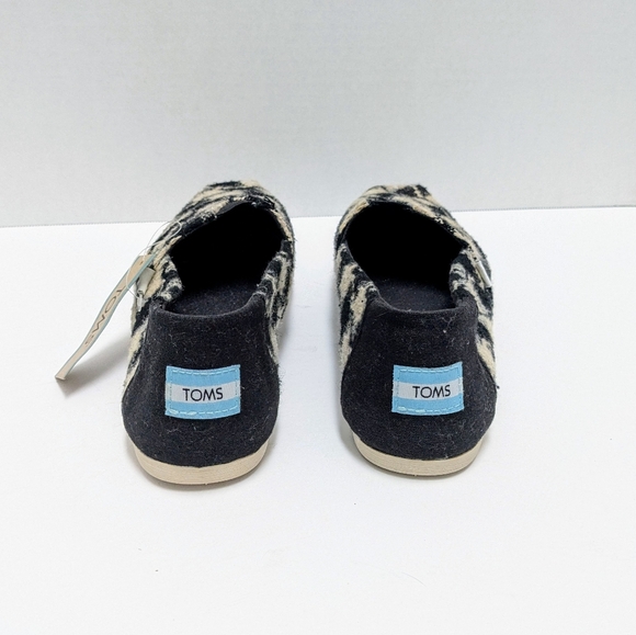 Toms Alpargata Women's Slip On Loafer Shoes Black Cream Wool Blend Size 9.5 New - Picture 4 of 9